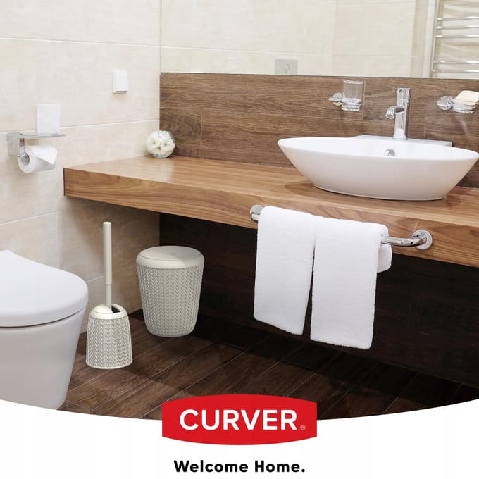 CURVER Badkamer Afvalbak Kantelbaar 6L Crème