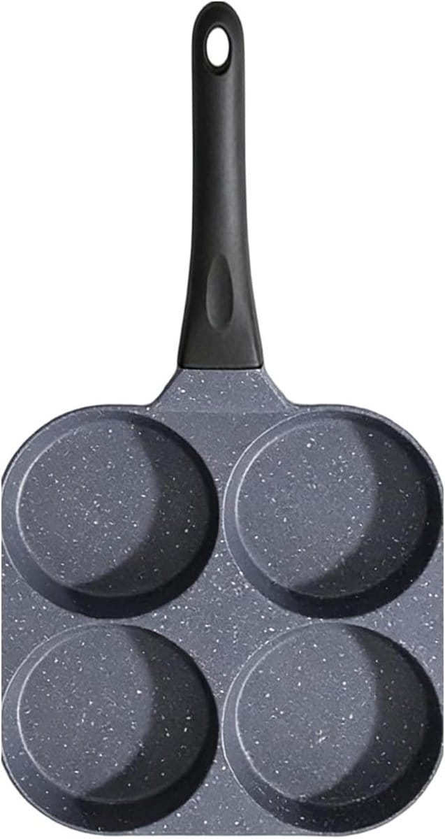 Eierpan met 4 holtes - Ontbijtpan Omeletpan - Ontbijt Bereiden - Temperatuur Indicator - 15 inch - Zwart