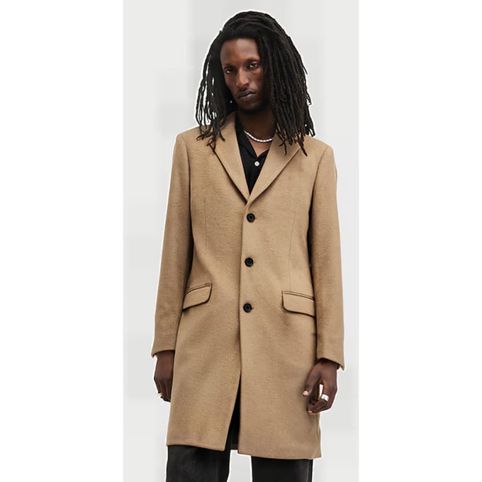 AllSaints Hal Coat Camel Brown Taglia: 38 | Cappotti monopetto Outlet | Uomo | Marrone