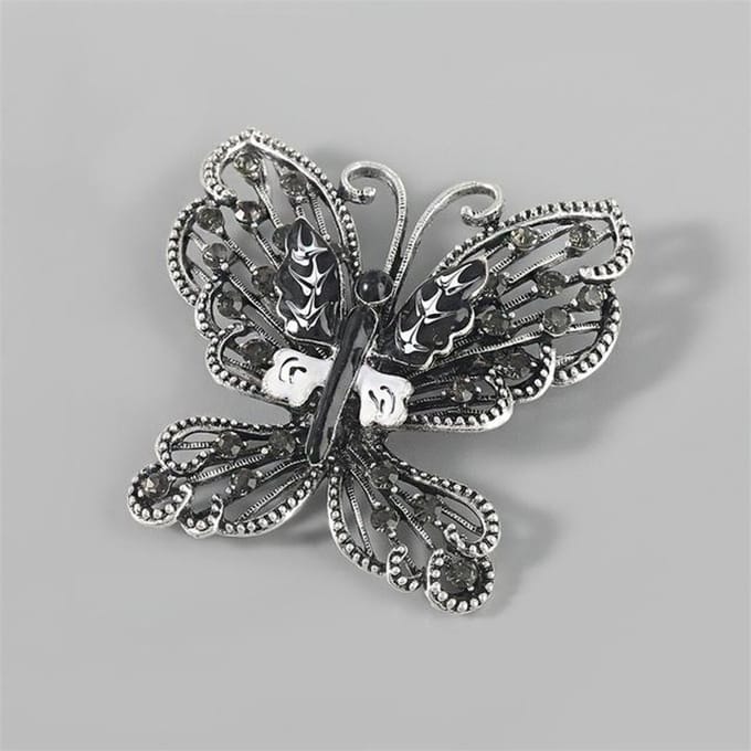 Vêtements Exagérés Alliage Strass Strass Papillon Broche Fille Mignon Broche Mode Populaire Corsage Accessoires gray