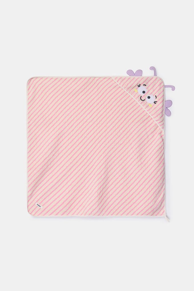 Woody Badcape roze streep-75x75cm