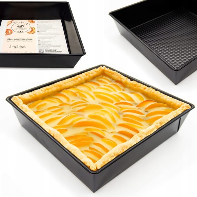 Cakevorm 24 cm – Vierkante Bakvorm – Non-Stick Bakblik 24x24x6 cm – Zwart