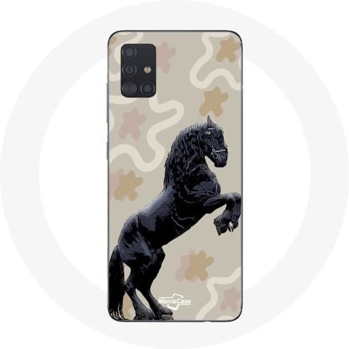 Coque - Samsung - Galaxy A51 - Souple - Noir - Race de cheval noir