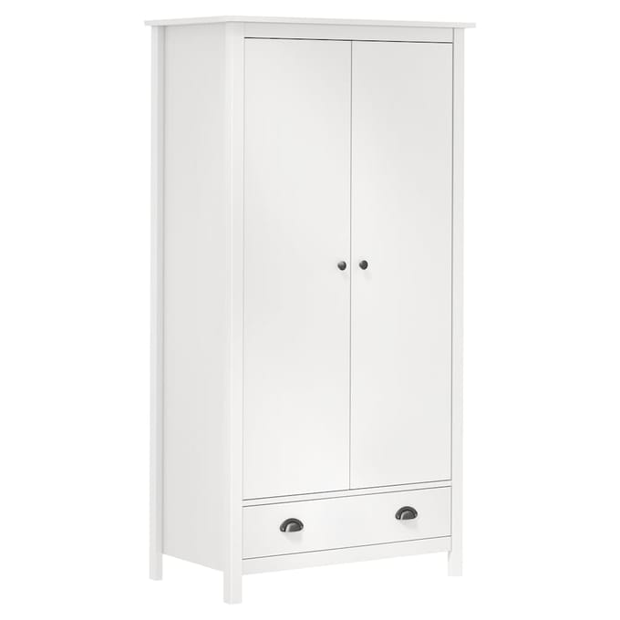 vidaXL - Kledingkast - Hill - 2 - deuren - 89x50x170 - cm - massief - grenenhout - wit