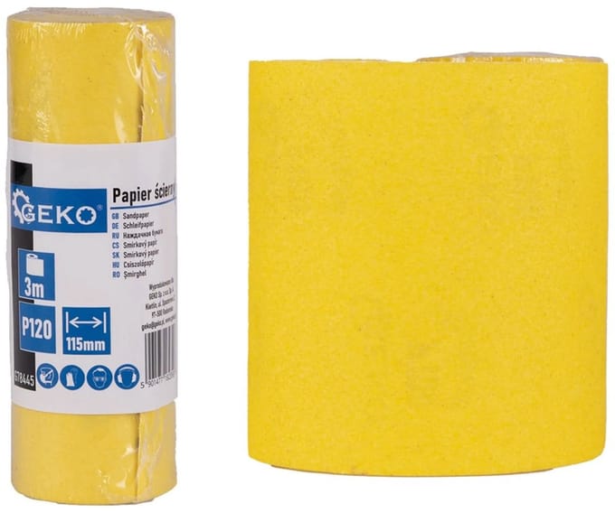 GEKO Schuurpapier rol - 115 mm x 3 m - korrel P120 - 1 stuk