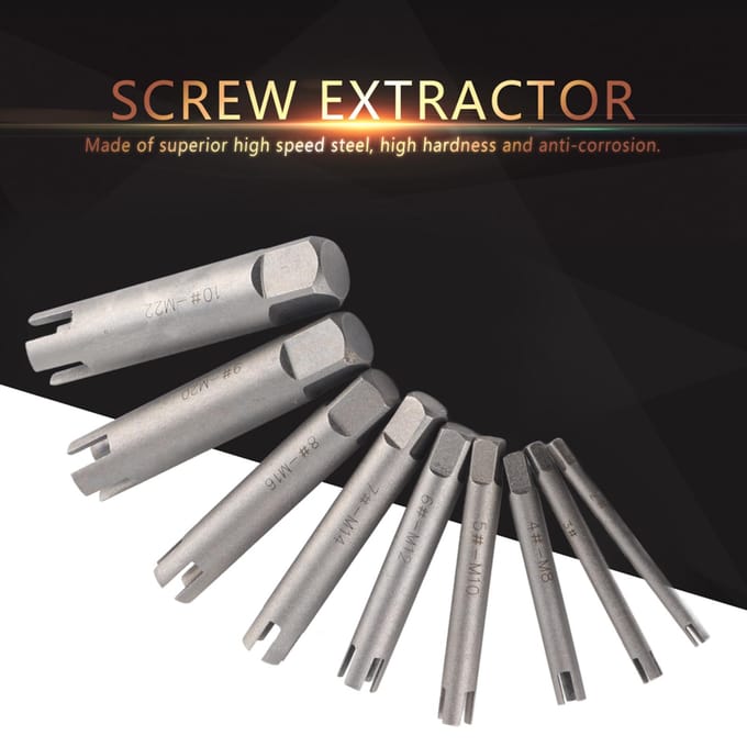 Staal Gebroken Kop Tappen Verwijderaar Gestripte Schroef Tap Uitdraaier?Set (#B) 9 Pcs Set blue