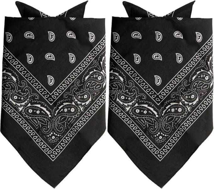Partychimp Traditionele bandana - 2x - zwart - 52 x 55 cm