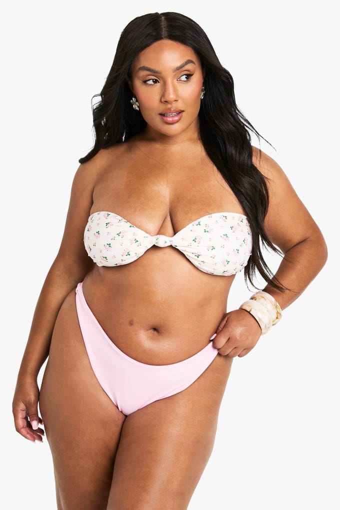boohoo Dames Plus Swimwear Essentials String Bikini Onderstukken | Pink | Maat: 18