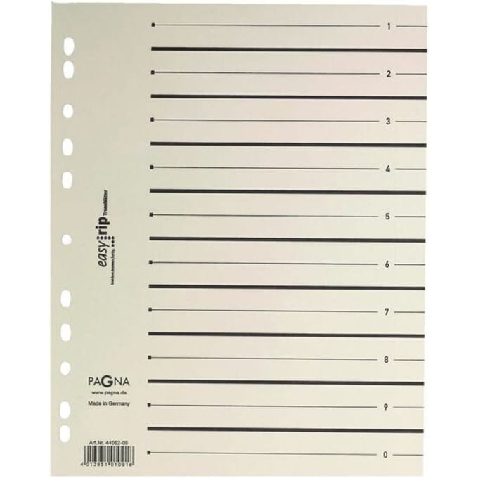 PAGNA Easy Rip scheidingsbladen, A4-formaat, gelinieerd, 100 stuks, zwart