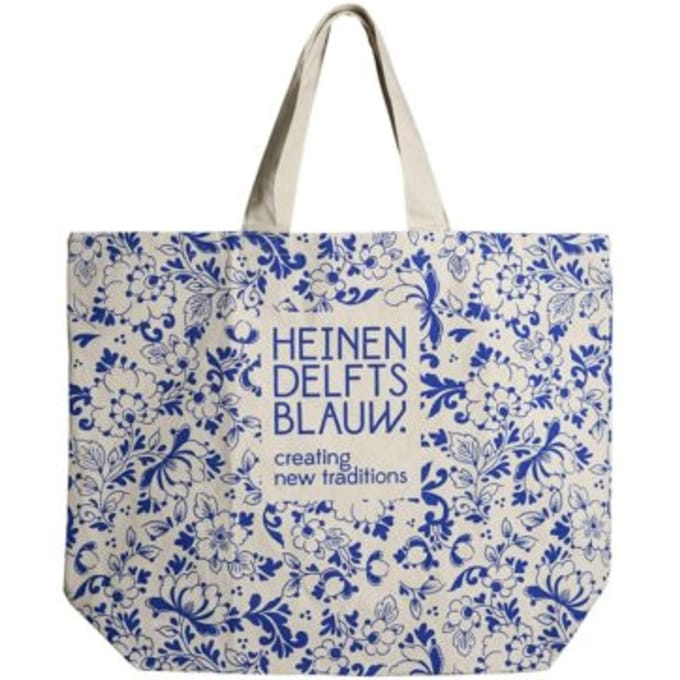 Heinen delfts blauw vouwtasje delft groot