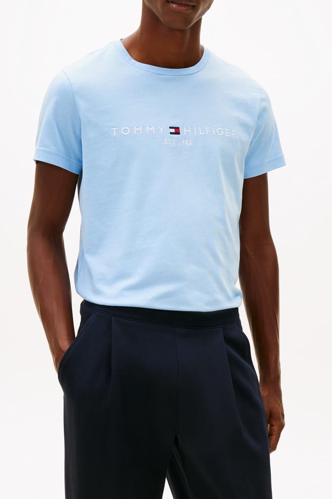 Tommy Hilfiger Tommy Logo Tee Well Water Größe: XXL | Basic T-Shirts Outlet | Herren