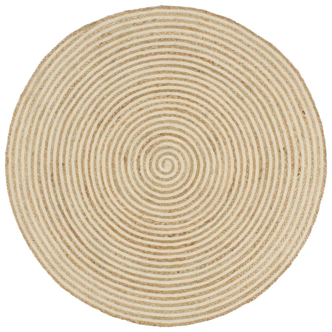 vidaXL - Vloerkleed - handgemaakt - met - spiraal - ontwerp - 150 - cm - jute - wit