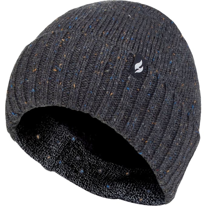 Warme geribbelde muts met manchet voor heren - Fleece gevoerde dikke wintermuts