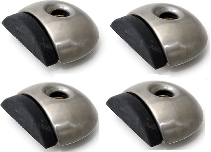 Dulimex Deurstopper/deurbuffer - 4x - D46mm - inclusief schroeven - RVS - zilver - vloermontage