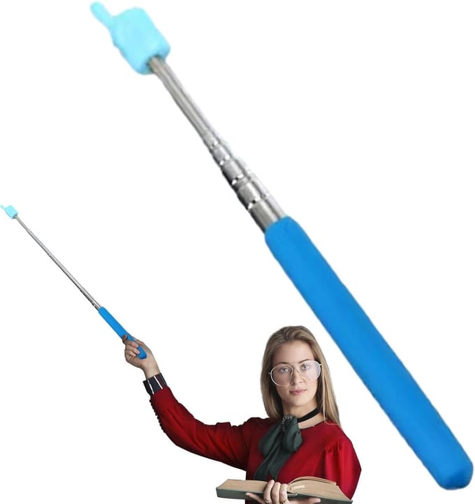 Aanwijzer Stick - Intrekbare Pointer - Interactief Lesgeven - Verstelbare Lengte - 20 cm - Zilver