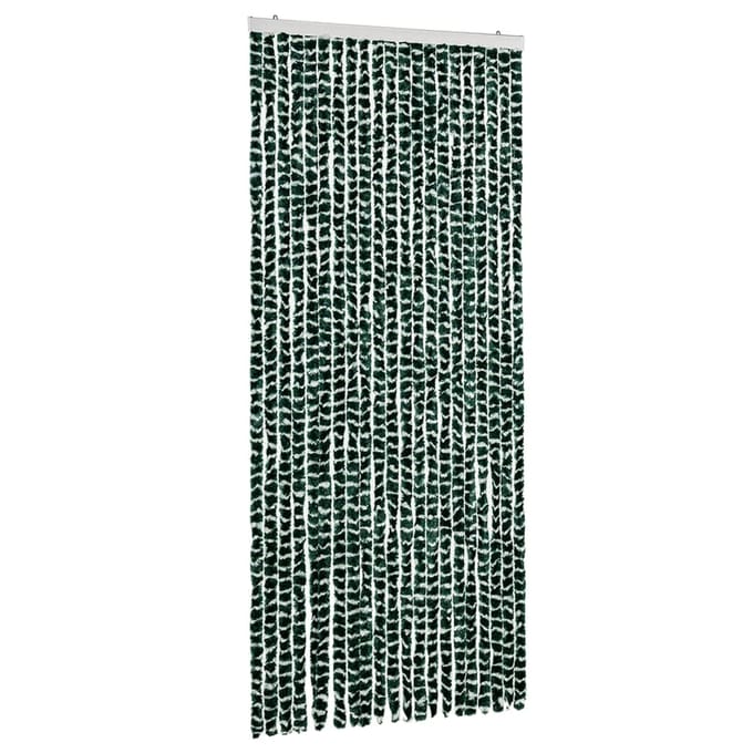 vidaXL - Vliegengordijn - 90x220 - cm - chenille - groen - en - wit
