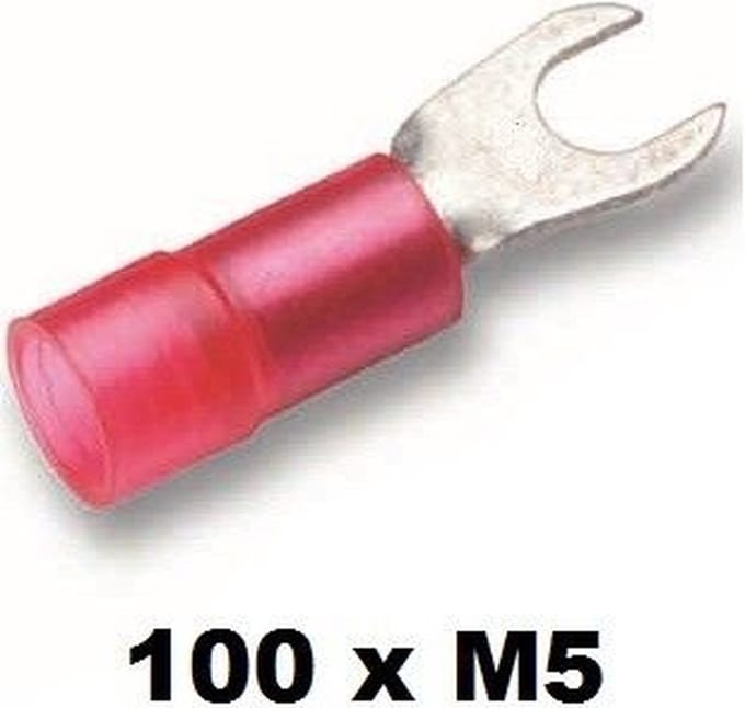 Cimco geïsoleerde vorkkabelschoen vertind 0,5-1mm² M5 - rood per 100 stuks (180126)