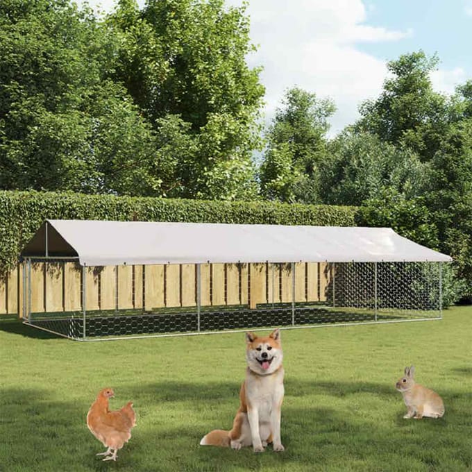 vidaXL - Hondenkennel - voor - buiten - met - dak - 600x300x150 - cm
