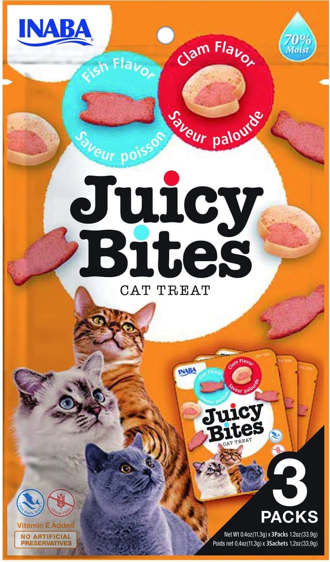 Inaba Juicy Bites - Kattensnack - Vis Mosselen 3x10 g