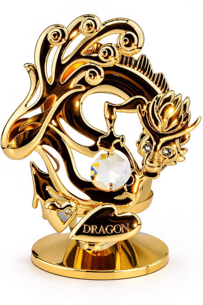 Gouden Draak Waxinelichthouder – 24K Verguld met Kristal