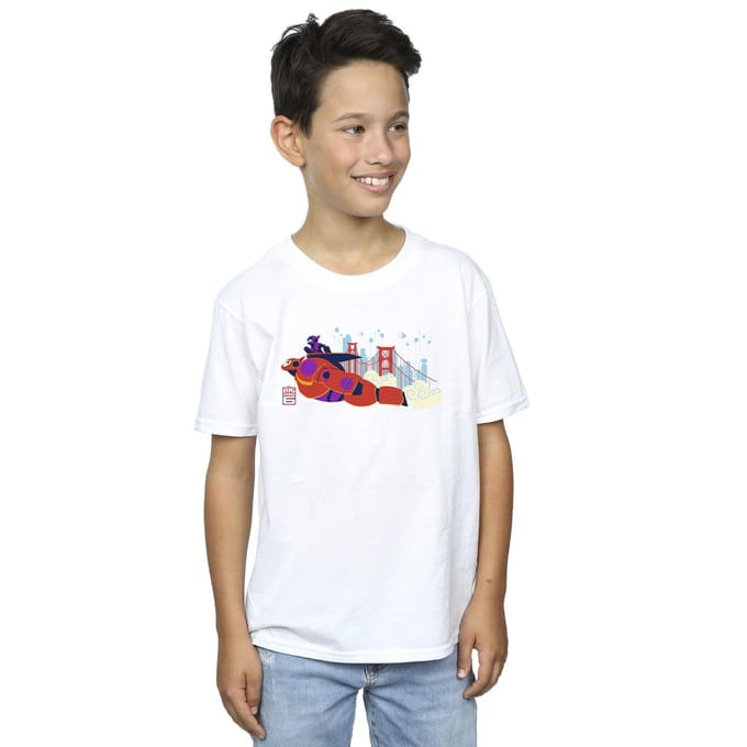 Disney Jongens Big Hero 6 Baymax Hiro Brug T-Shirt (Wit)