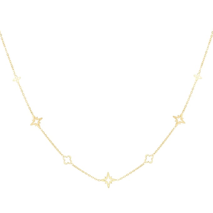 Yehwang - ketting clover and star gold - stainless steel - kadotip - waterproof