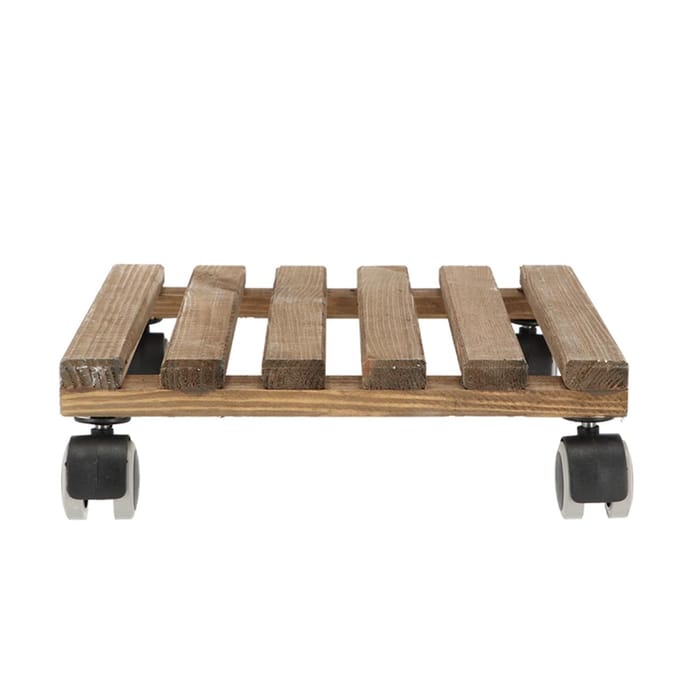 Houten Vierkante Basis op Wieltjes, Bruin