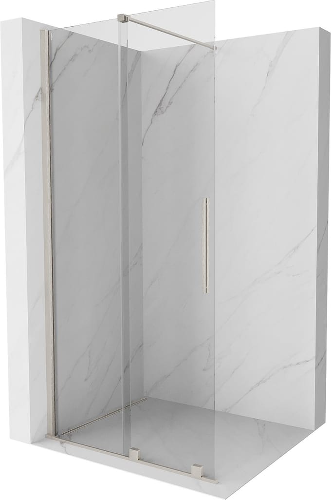 Mexen Velar uitschuifbare inloopdouchewand 90 x 200 , transparant 8 mm, geborsteld nikkel - 871-090-000-03-97