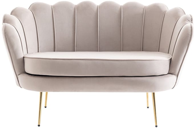 Vente-unique Schelpzitbank 2 personen in taupe fluweel DANDELION van Pascal Morabito