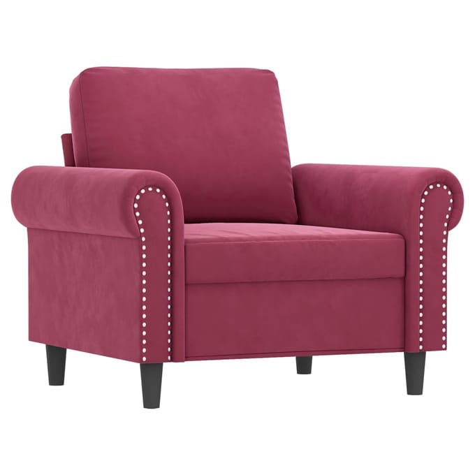 vidaXL - 4-delige - Loungeset - met - kussens - fluweel - wijnrood