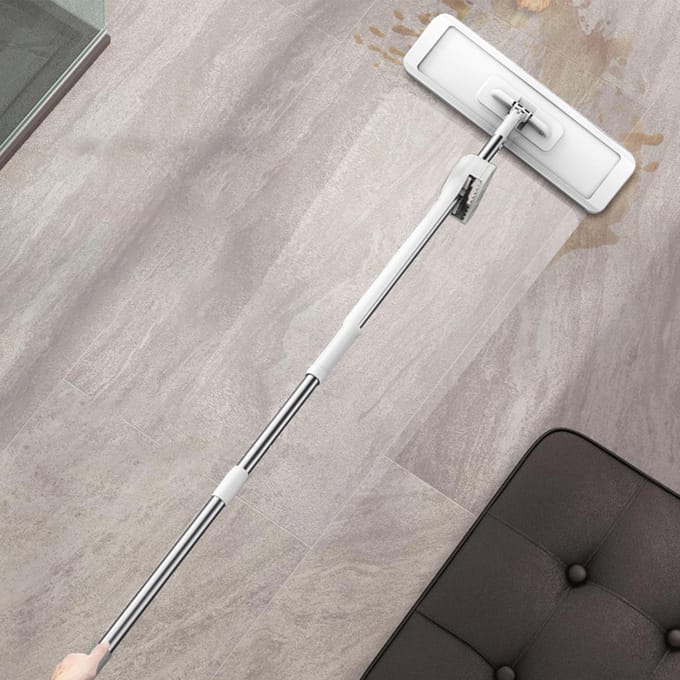 Microfiber Mop Vloerreinigingssysteem Wasbare Pads Herbruikbare Stofmoppen met 4 STKS Zachte Navulpads 32cm gray