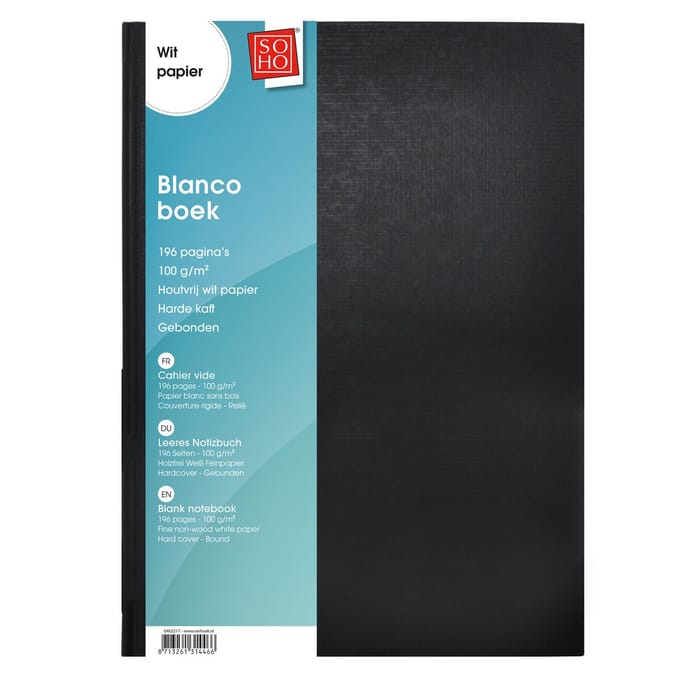 SOHO Dummyboek Blanco – Collegeblok – Harde kaft – 196 pagina’s – Draadgebonden – A4 formaat – Blanco