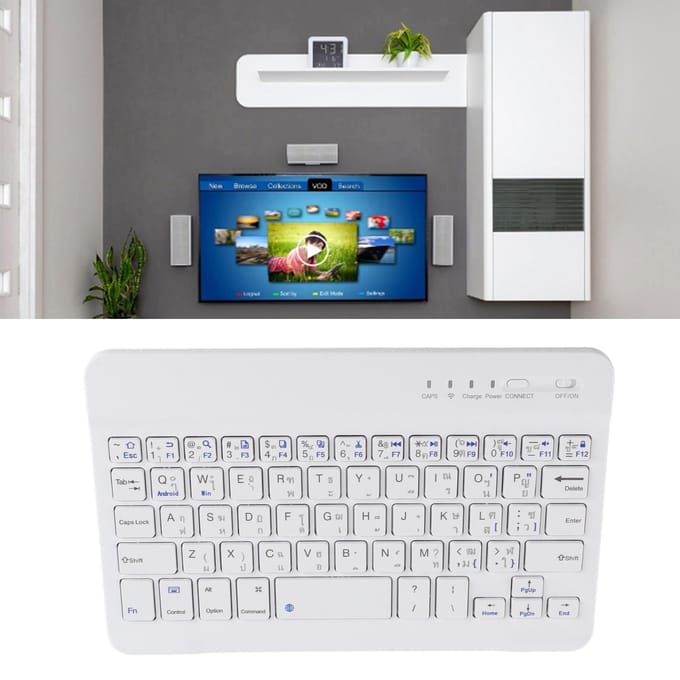 Clavier Bluetooth sans fil de 7 à 8 pouces, avec pieds ciseaux, autonomie de 40 heures
