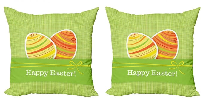 ABAKUHAUS Pasen Kussenhoes Set – 2x50x50 cm – Dubbelzijdig bedrukt – Multicolor