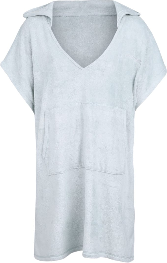 Brunotti - Paige - Poncho Aqua Grey - Badponcho Dames - Verstelbare Taille - Met Capuchon - ONE SIZE