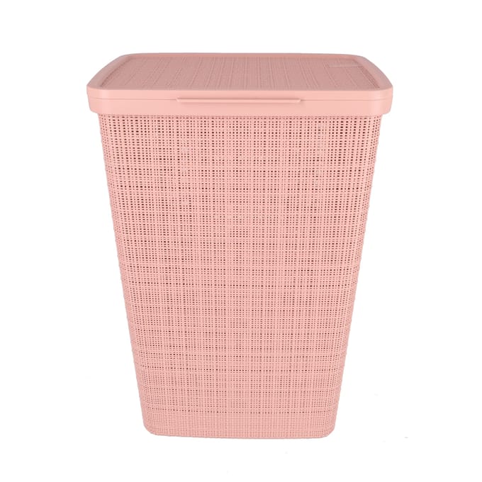 Curver Wasmand Met Deksel Jute-Look 58L Roze