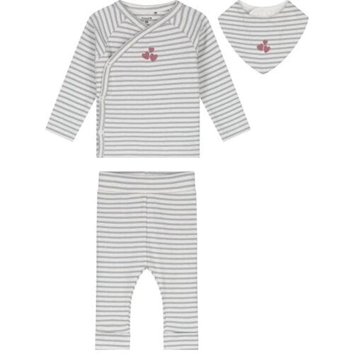 Prénatal newborn kledingset rib streep Soft Blue Grey 56 unisex