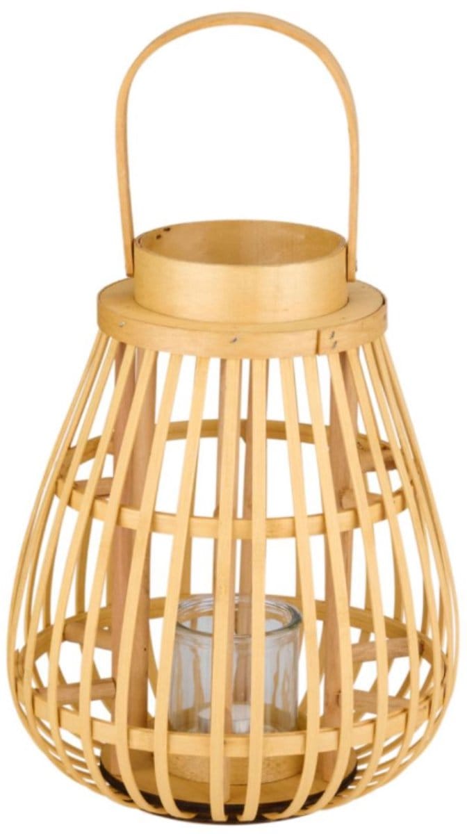 Lantern nature w/ glass cup