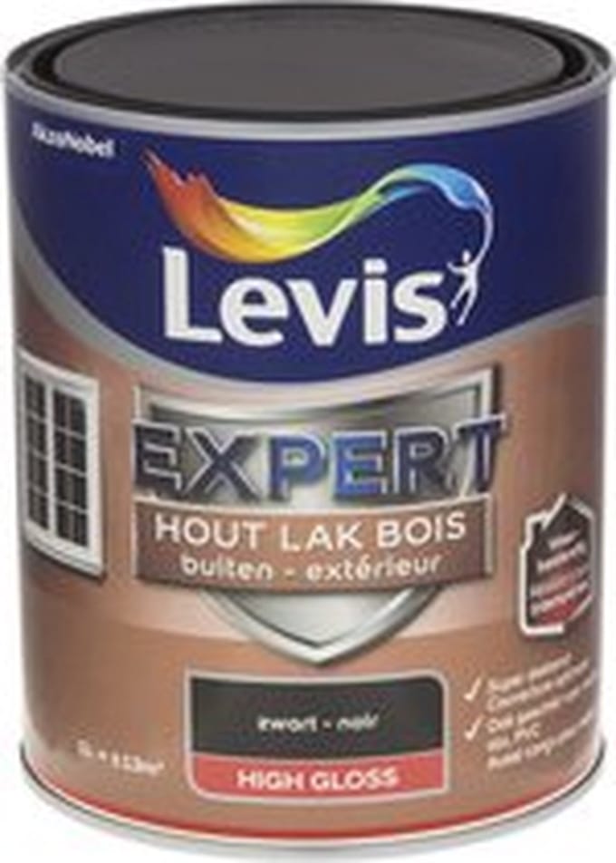Levis - Expert Hout Lak Buiten High Gloss - Zwart - 1 L