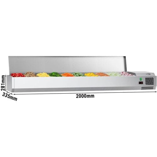 GGM Gastro Kühlaufsatzvitrine ECO - 2000x335mm - 10x GN 1/4 Zilver