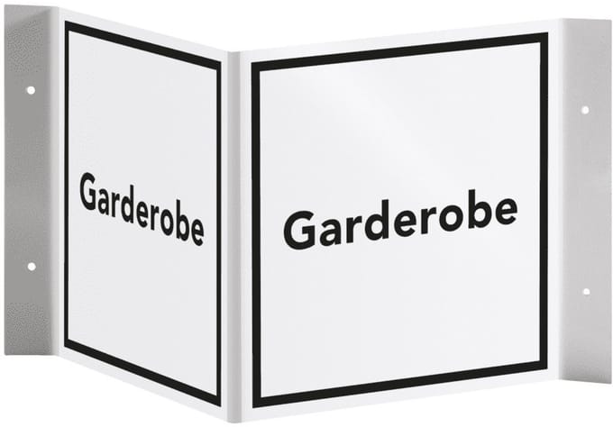 Panorama bord met tekst garderobe, 300 x 150 mm - kunststof