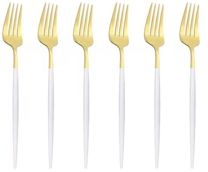 Kadirelli Tafelvork - Set van 12 - RVS Vorken - Vork - Goud/Wit