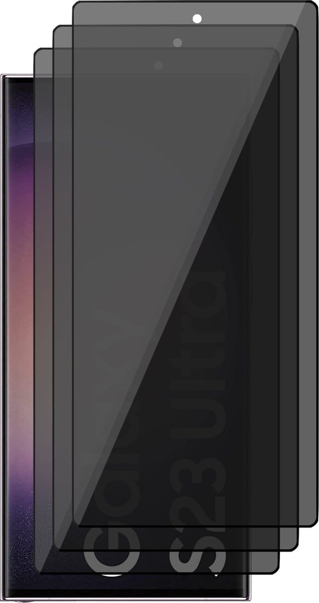 Privacy Screenprotector geschikt voor Samsung Galaxy S23 Ultra - 3x Glas Screen Protector FullGuard