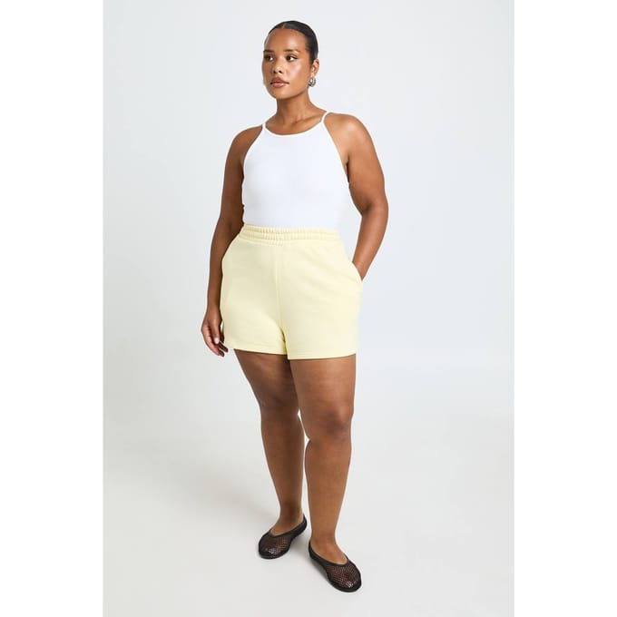 boohoo Dames Plus Shorts Met Brede Tailleband | Boter | Maat: 44
