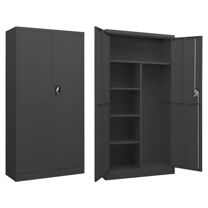 vidaXL - Lockerkast - 90x40x180 - cm - staal - antracietkleurig