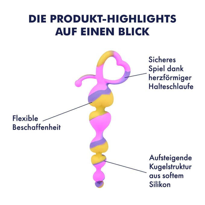 Hartvormige anaalketting van siliconen, 18 cm