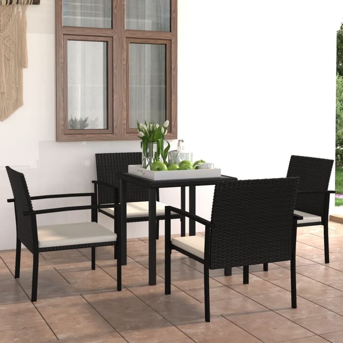 vidaXL - Tuin - Eettafel - Set - 5 - pcs - Zwart - poly - rattan