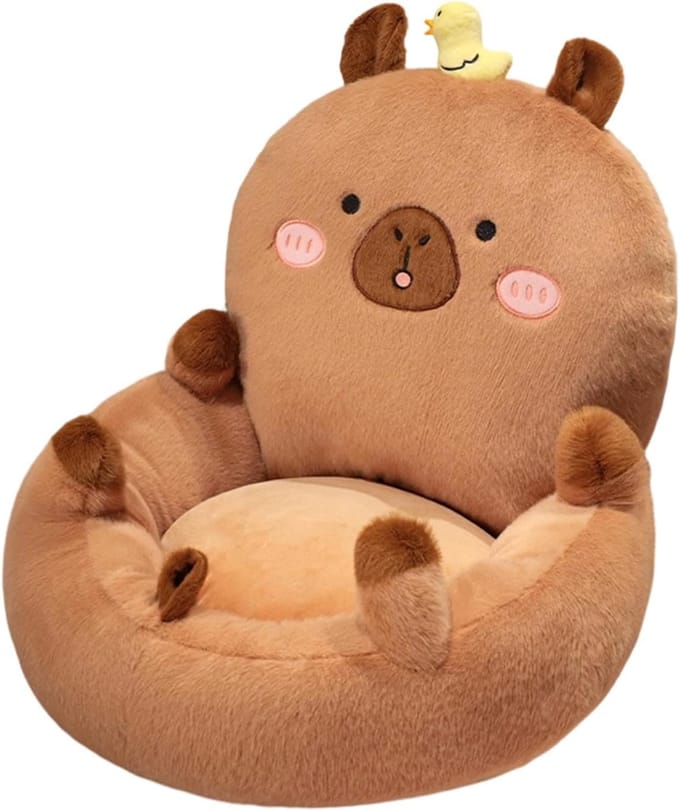 Capybara Zitkussen - Vloerkussen Rugleuning - Comfortabel Zitten - Schattig Dierdesign - 50 cm - Bruin
