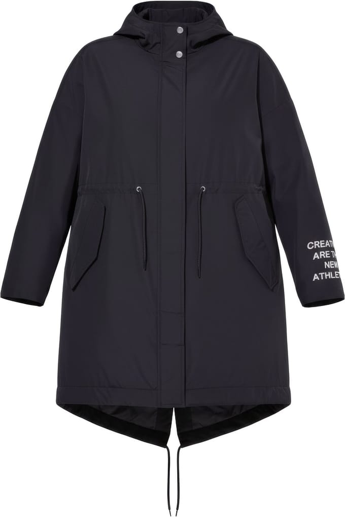 Studio Untold - Dames - Parka A-lijn statement-borduursel capuchon - Zwart - Maat 42+