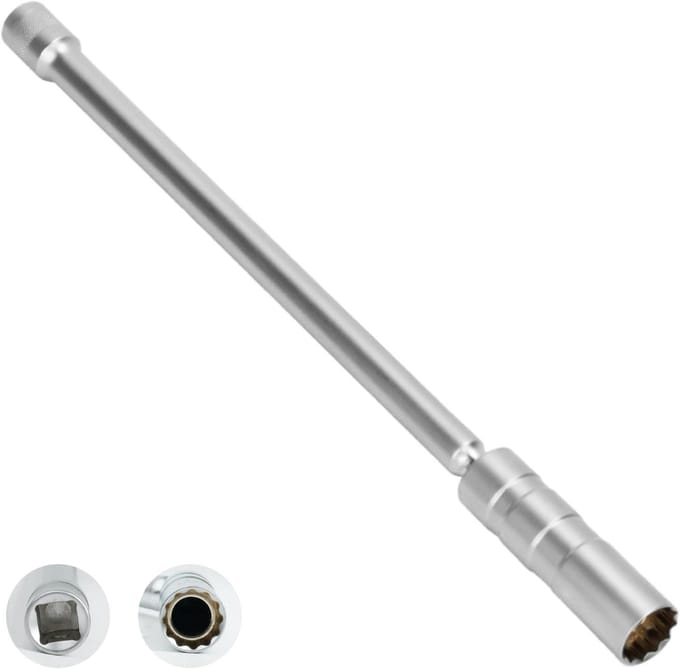 Bougiesleutel - Dopsleutel - Motoronderhoud - 12-kantig ontwerp - 293 mm - Chroom